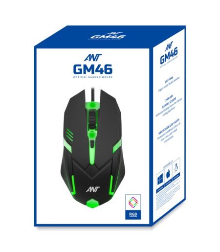 Ant GM46 2400DPI RGB Wired Gaming Mouse – Black - Image 2